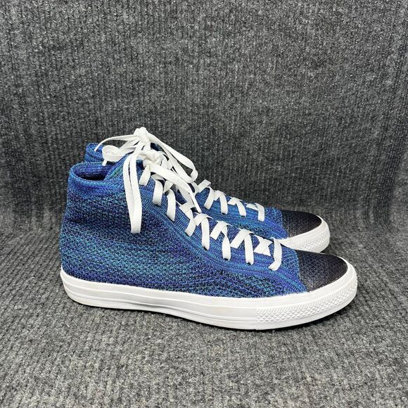 Converse Chuck Taylor All Star Flyknit Hi True Indigo Blue White Shoes Mens 11.5